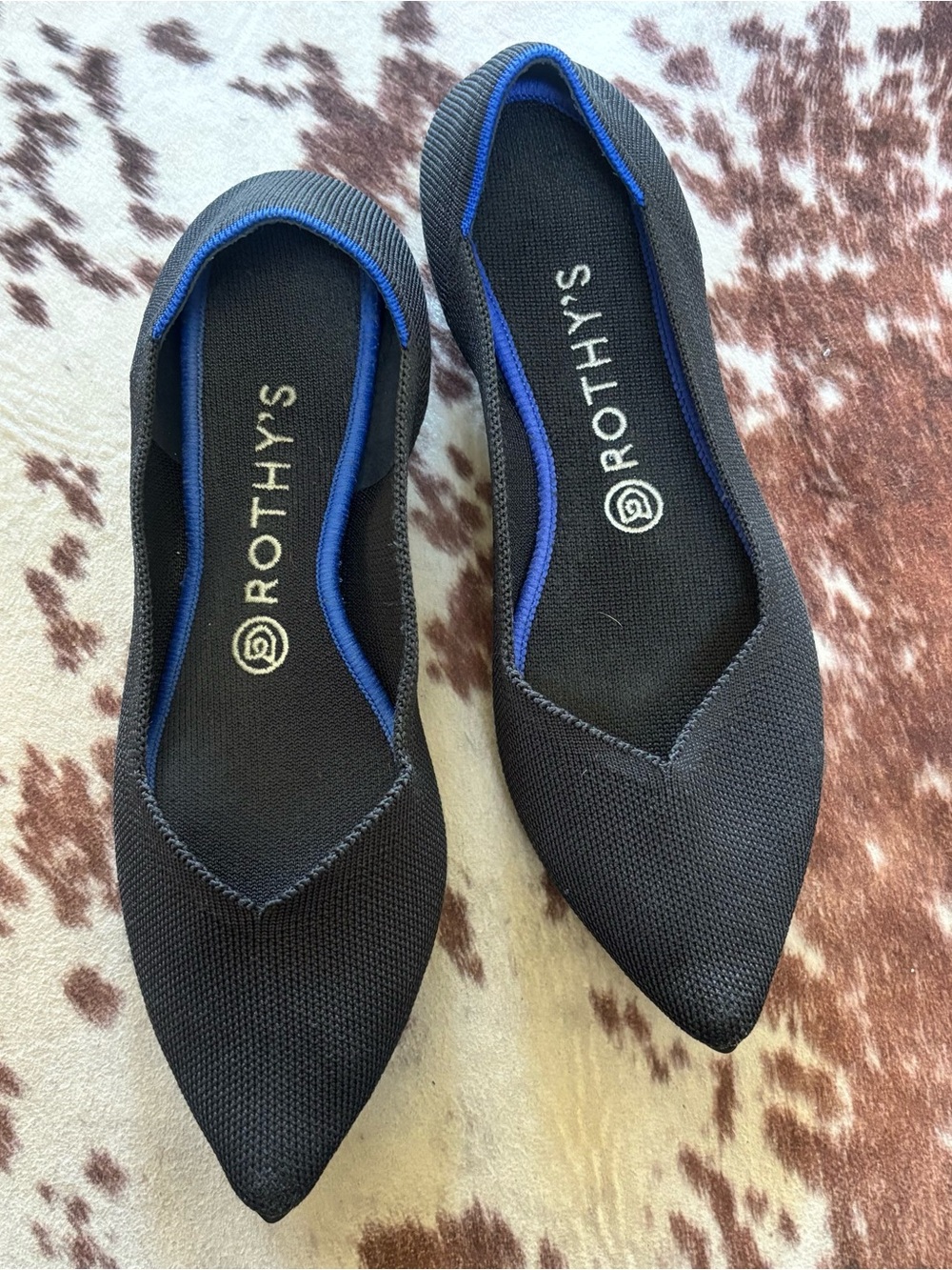 Rothy’s The Point Black Knit Pointed Toe Flats Women’s Size 9